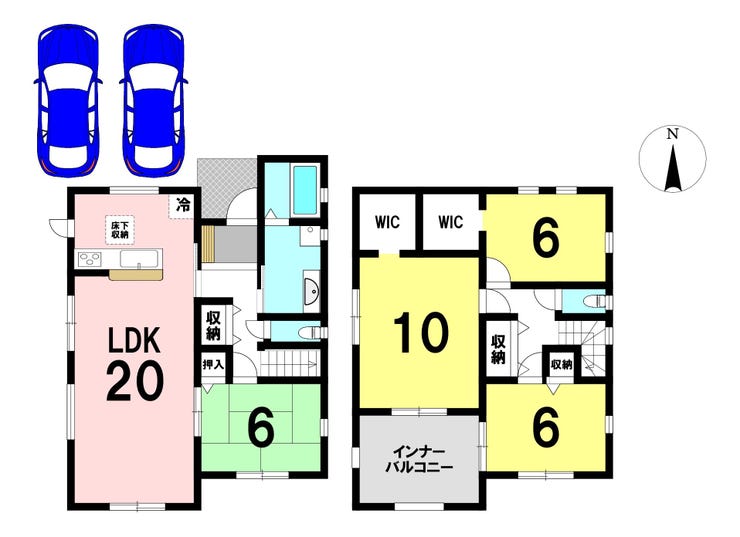【間取り】
4LDKの間取り
駐車2台可能