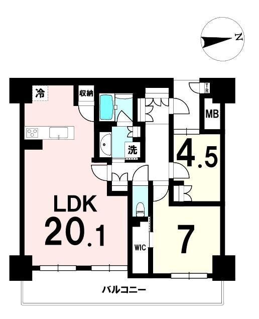 【間取り】
専有面積73.0㎡、2LDK